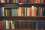 Shelves of antique books full of inspiration for TwiLd Capit Hog handmade accessories. Photo by Sarah Pflug of Burst