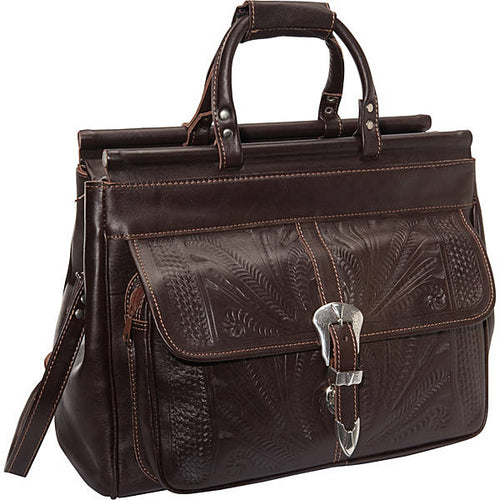 Garment Bag. Hand Tooled Leather, Multi-Pocket, and Cotton Lining | Ropin  West