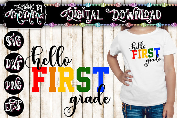 Download Hello First Grade 1st Grade Multicolor SVG DXF EPS PNG ...
