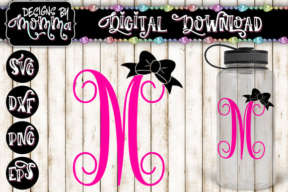 Download Letter M Monogram With Bow Svg Dxf Eps Png Designs By Momma