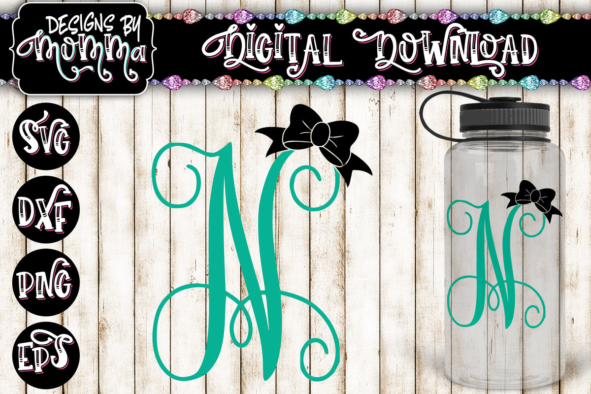 Download Letter N Monogram with Bow SVG DXF EPS PNG - Designs by Momma