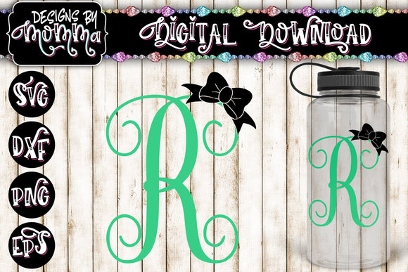 Download Letter R Monogram With Bow Svg Dxf Eps Png Designs By Momma