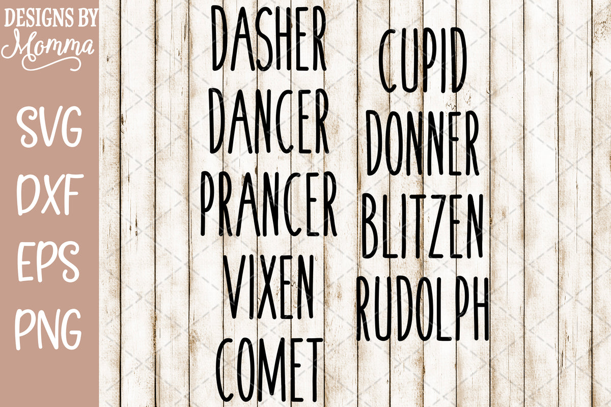 Download Santas Reindeer Names for Ornaments SVG DXF EPS PNG ...