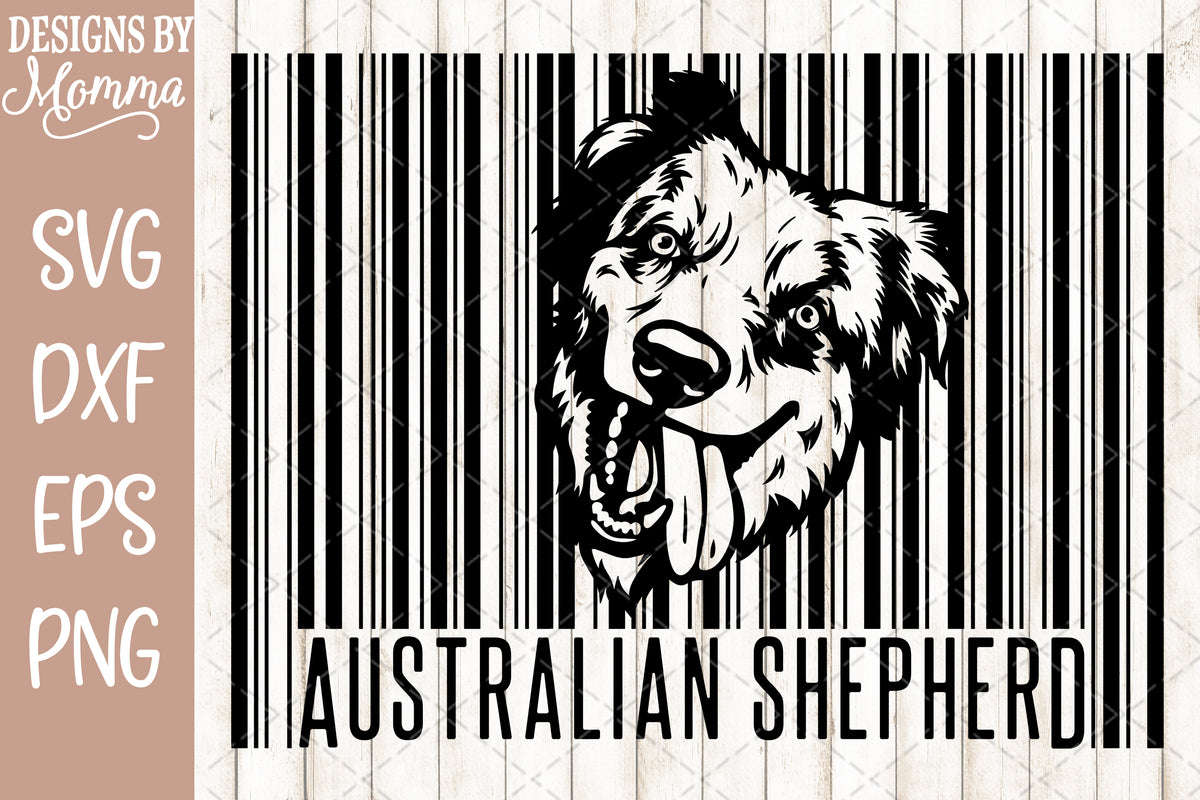 Download Australian Shepherd Face Barcode SVG DXF EPS PNG - Designs ...