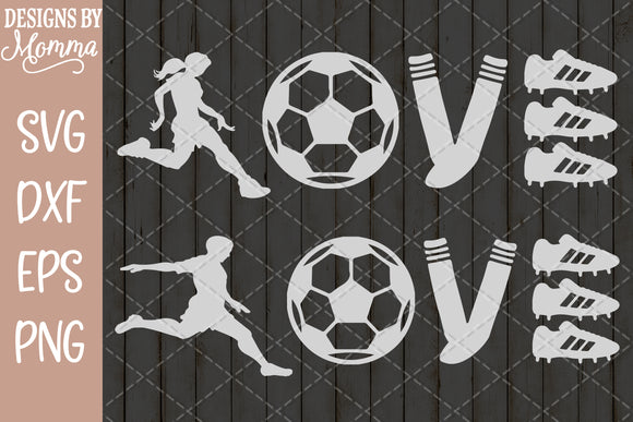 Soccer Love SVG DXF EPS PNG - Designs by Momma