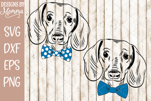 Download Dachshund Boy With Solid And Polka Dot Bow Svg Dxf Eps Png Designs By Momma