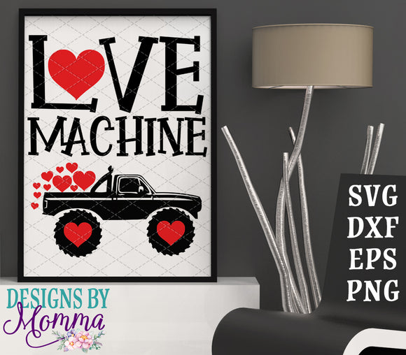 Download Love Machine Valentine S Day Monster Truck Svg Dxf Eps Png Designs By Momma