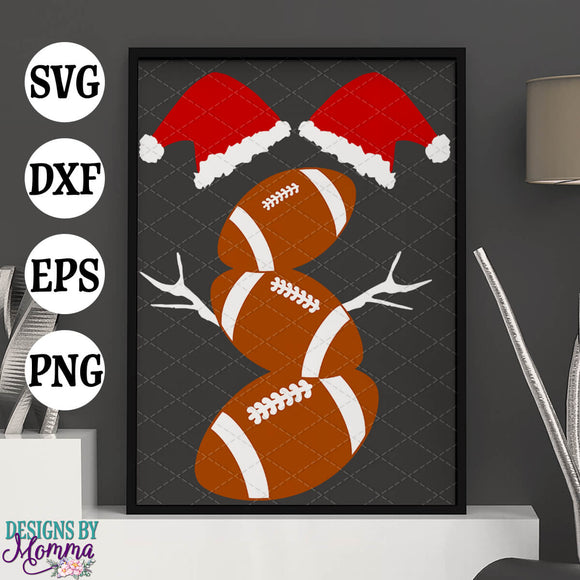 Download Football Snowman 2 With Santa Hats Svg Dxf Eps Png Designs By Momma
