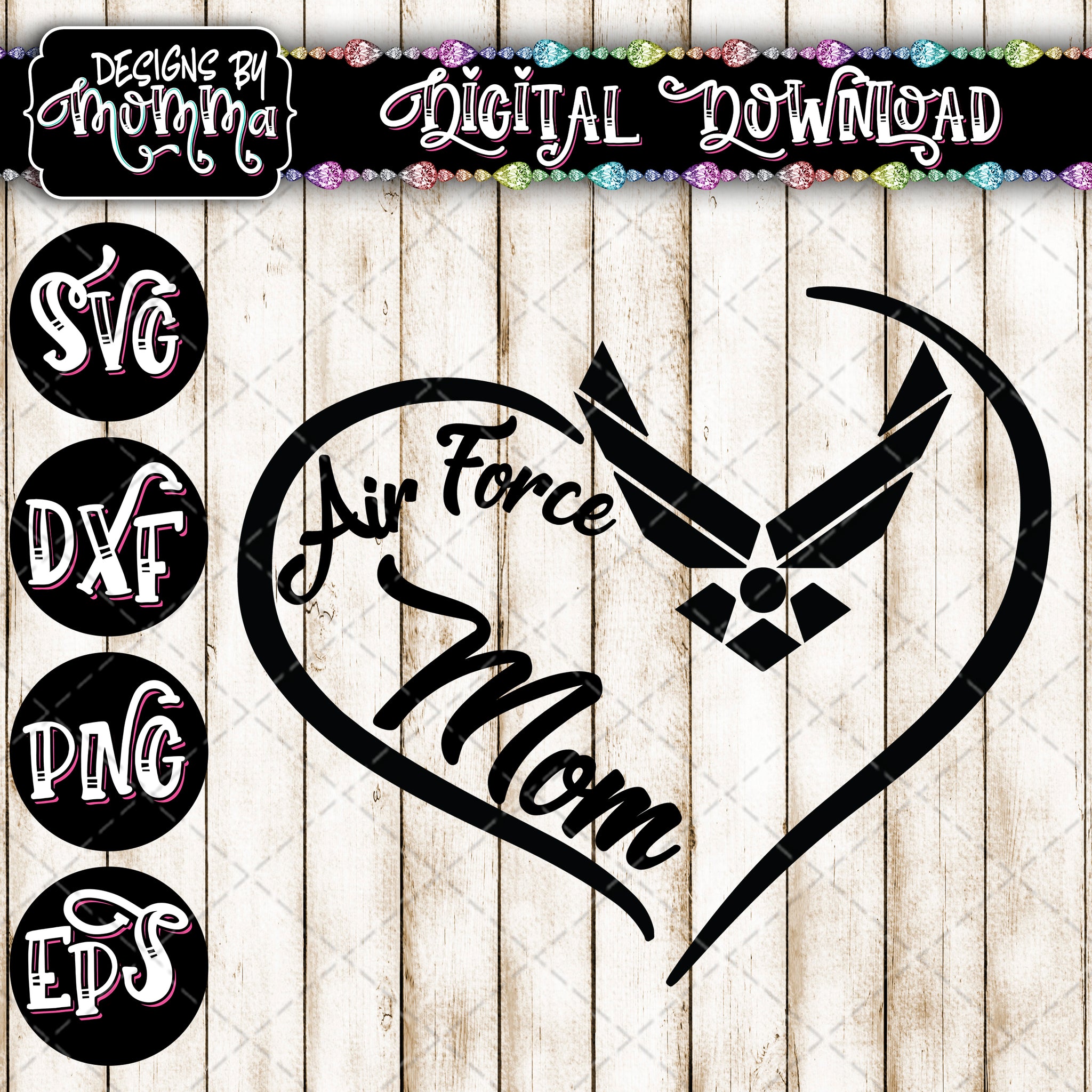 Download Air Force Mom Heart Svg Dxf Eps Png Designs By Momma