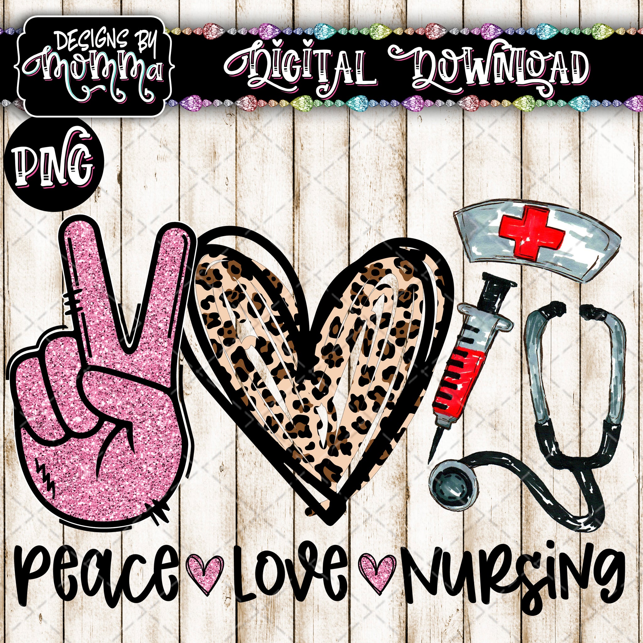 Download Peace Love Nursing Pink Medical Professions Sublimation PRINTABLE PNG - Designs by Momma