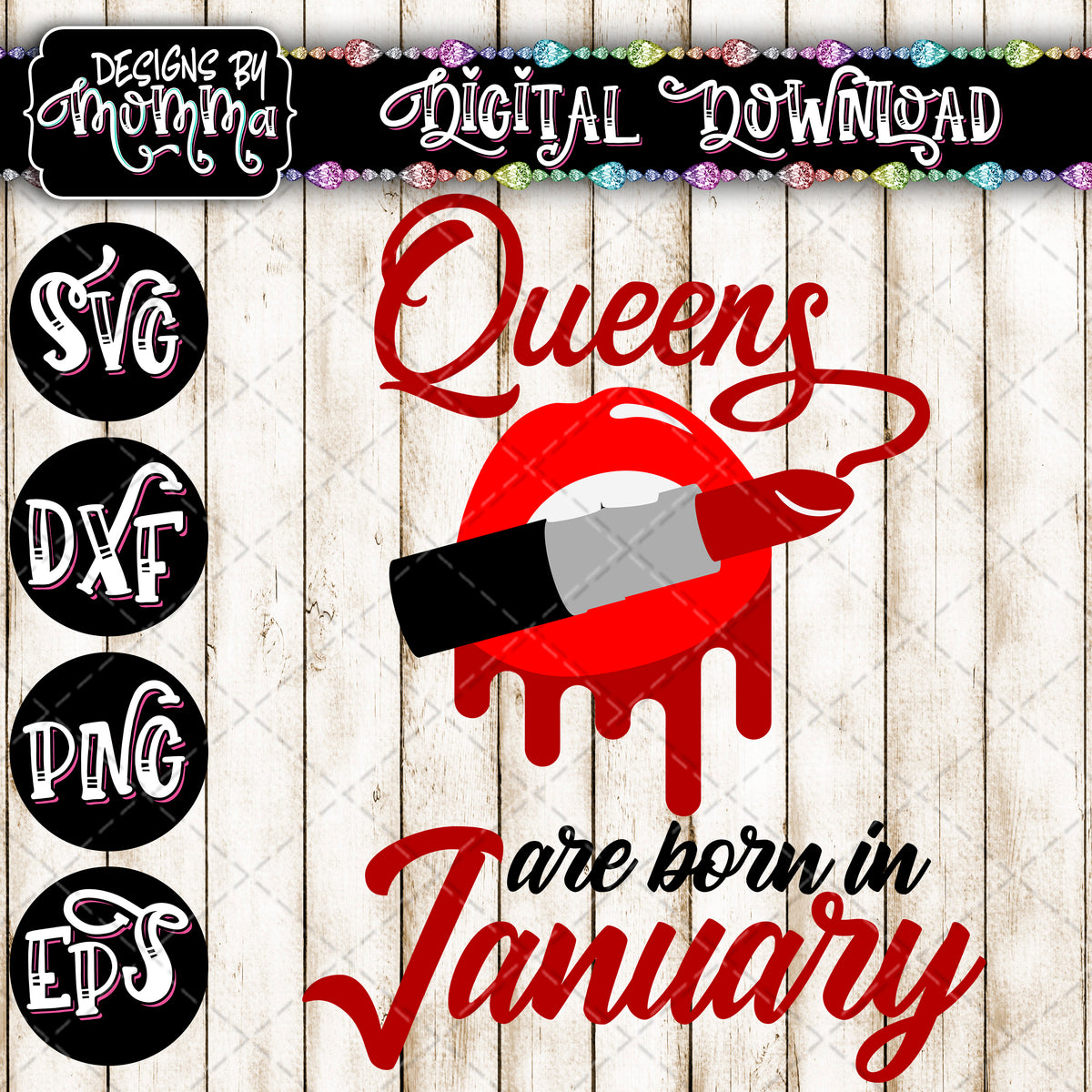 Download Queens are born in January Lips Lipstick SVG DXF EPS PNG ...