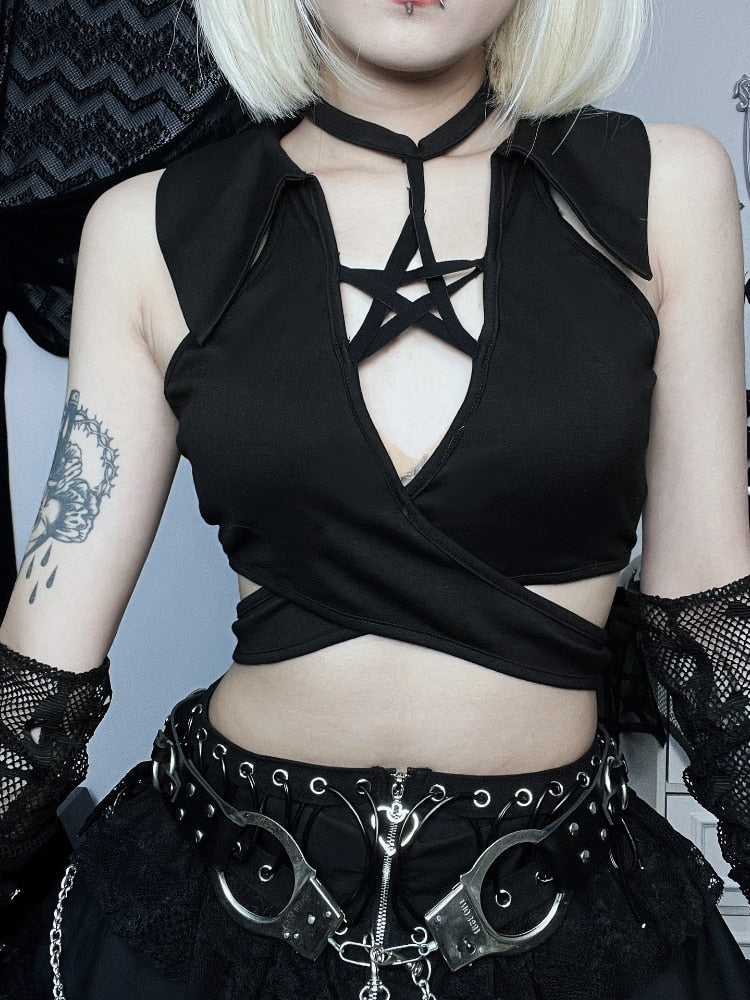 Pentagram Fishnets Stockings Star Witch Occult Dark Goth Kawaii Babe
