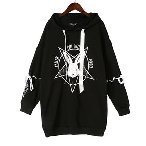 Pentagram Evil Bunny Hoodie Sweater Pentagram Witch | Arcane Trail