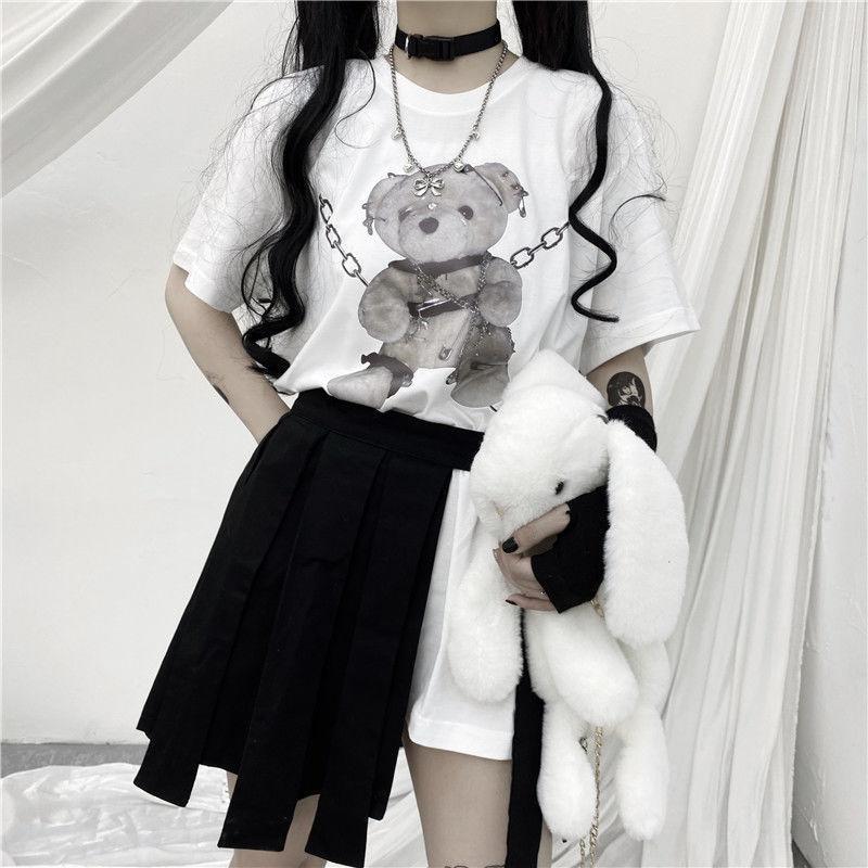 Menhera Goth Anime Oversized T-Shirt Top Kei Harajuku