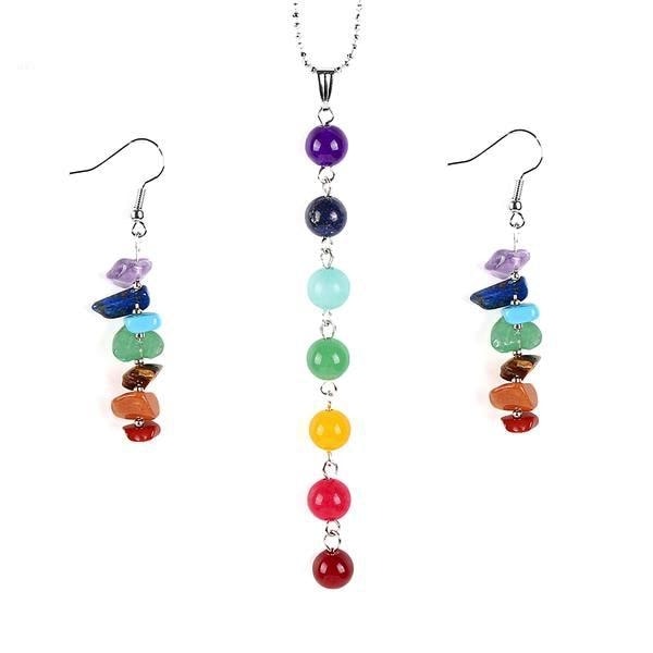 Chakra Healing Rainbow Beaded Crystal Jewelry Set Yoga | Arcane Trail