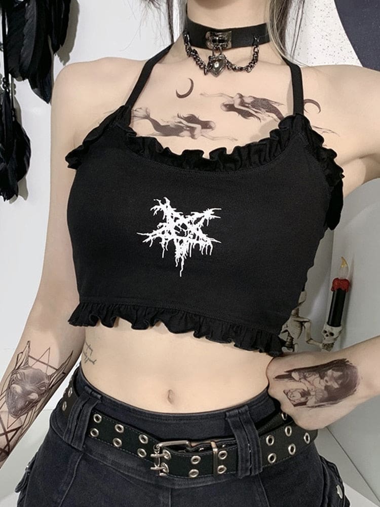 Lace Gothic Moth Tank Top