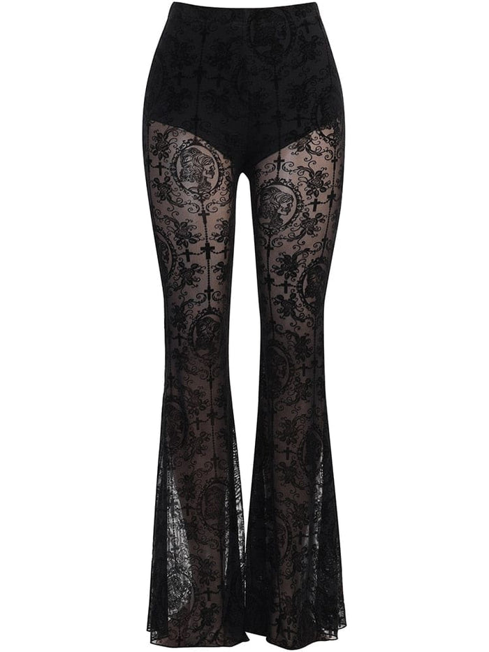 Goth Maiden Bell Bottoms Lace Alternative 70s Pants Arcane Trail