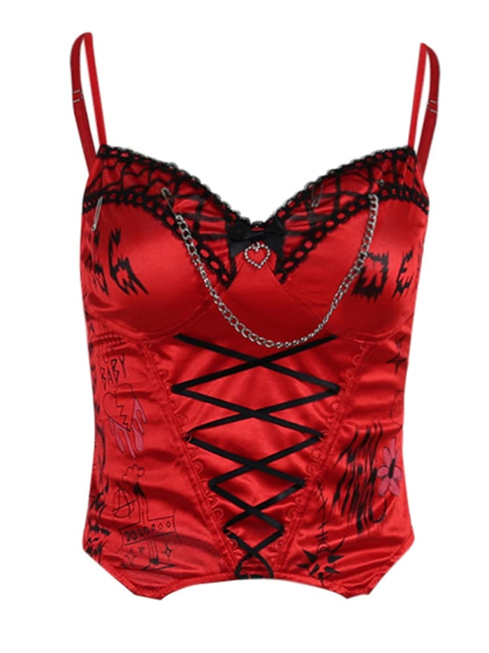 Heartbreaker Goth Red Lingerie Set