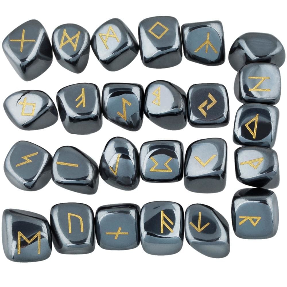 rune stones with black symbols for fortune telling 5097903 Stock