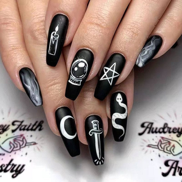 Occult Press On Nails Fake Falsies Finger Nails Goth Arcane Trail