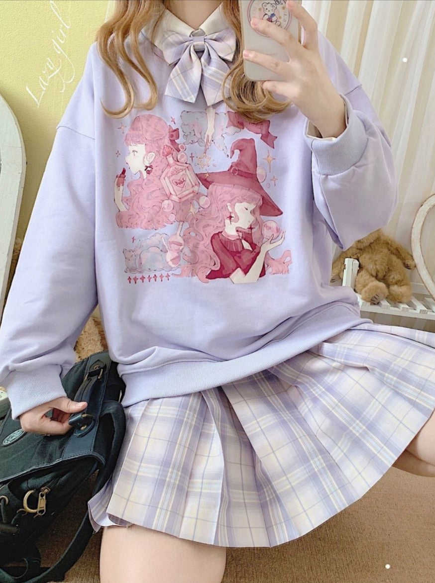 Pastel Goth Kuromi Crewneck Sweatshirt Hoodie Top Kawaii Babe