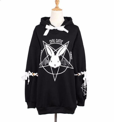 Pentagram Evil Bunny Hoodie Sweater Pentagram Witch | Arcane Trail