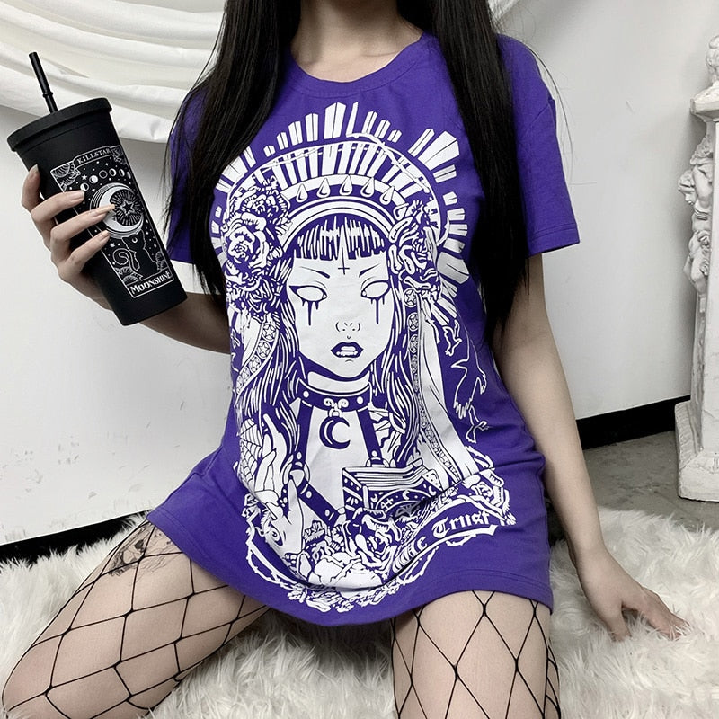 Menhera Goth Anime Oversized T-Shirt Top Kei Harajuku DDLG Playground