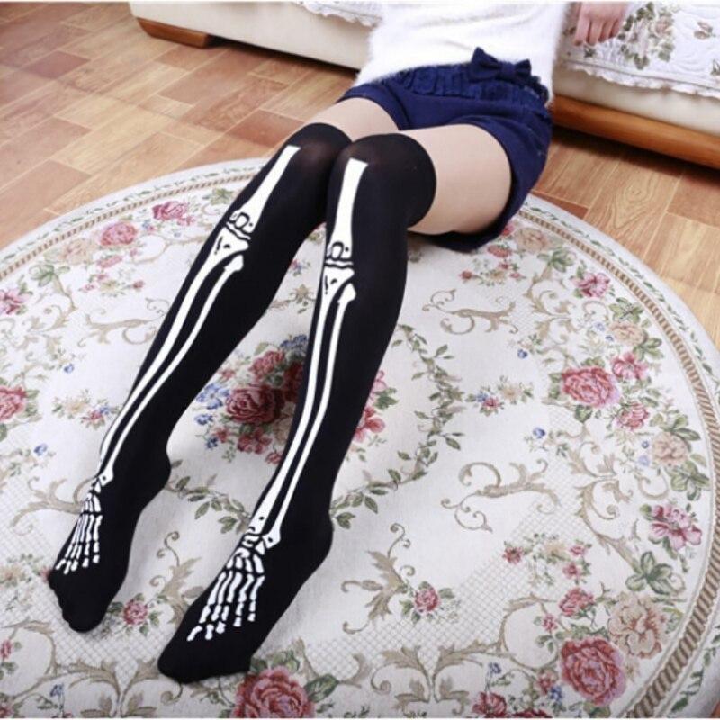 Skull Line Thigh Highs Stockings Socks