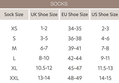 Socks Size Chart – Arbortec Forestwear