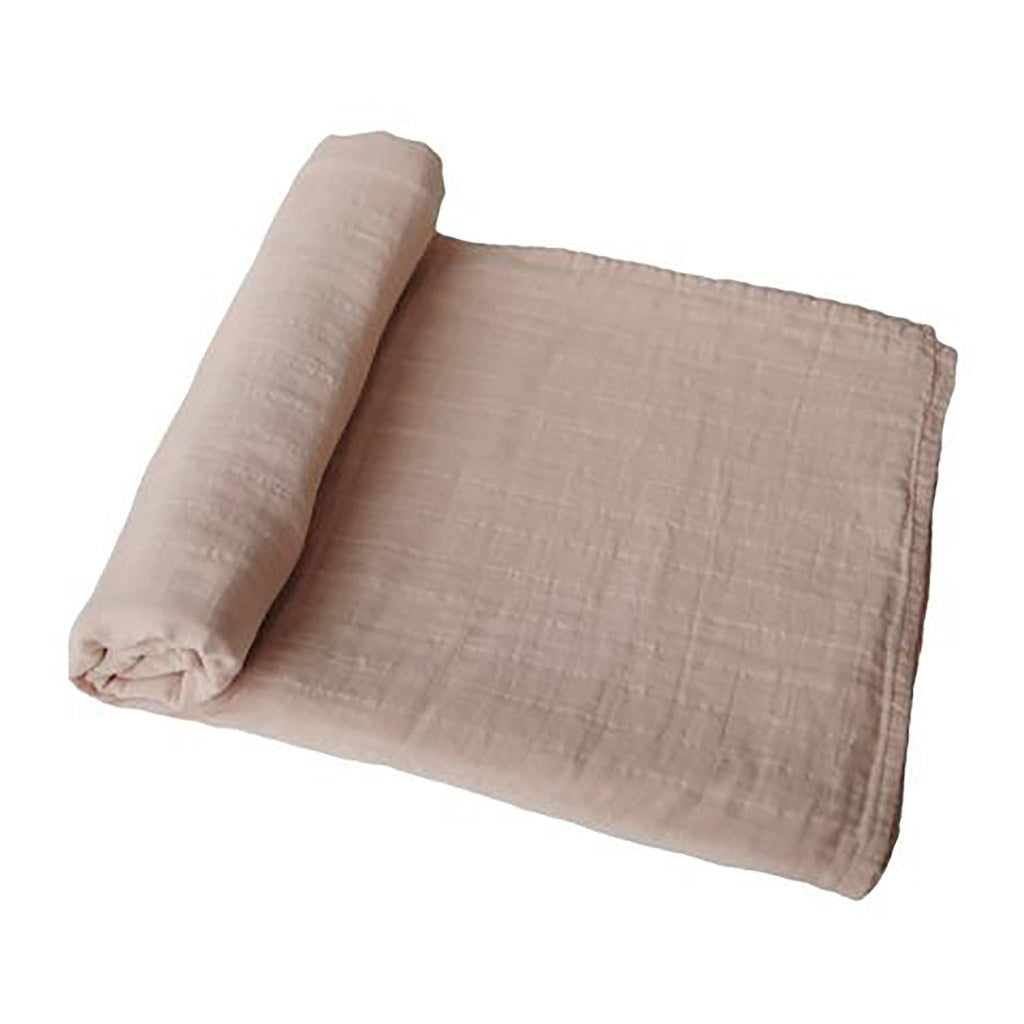 Mushie Muslin Swaddle Blanket Organic Cotton in Pale Taupe - Pure Salt Shoppe