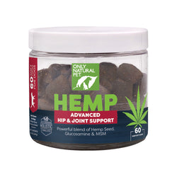 Only Natural Pet Hemp Advanced Hip & Joint Supplement jar product rendering