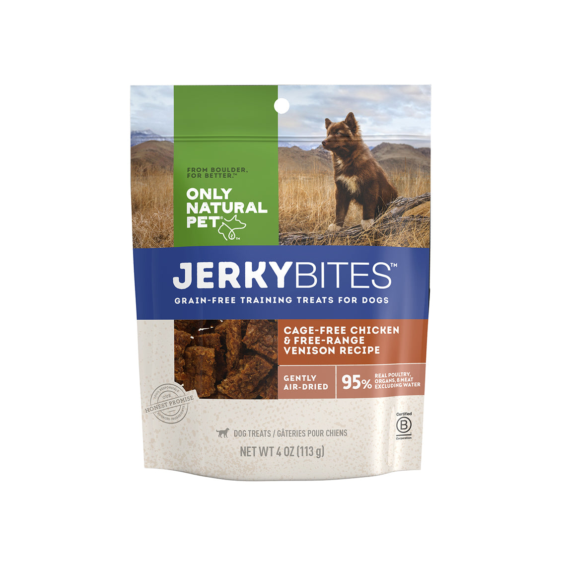 Chicken & Venison Jerky Bites Dog Treats | Only Natural