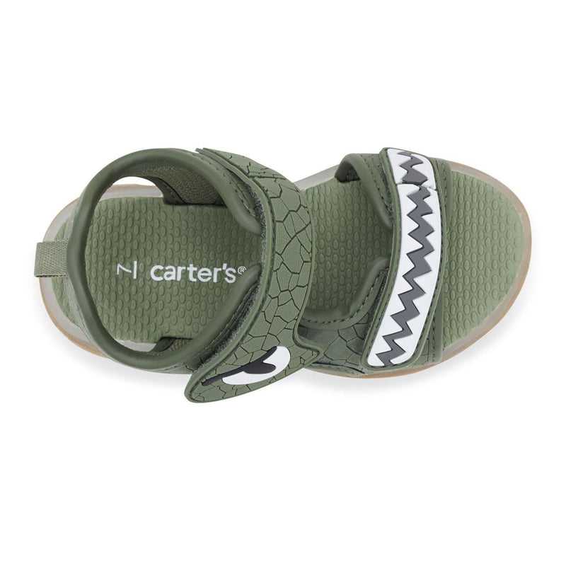 CARTER'S Boy's Light Up Sandals in Olive Dino, 7