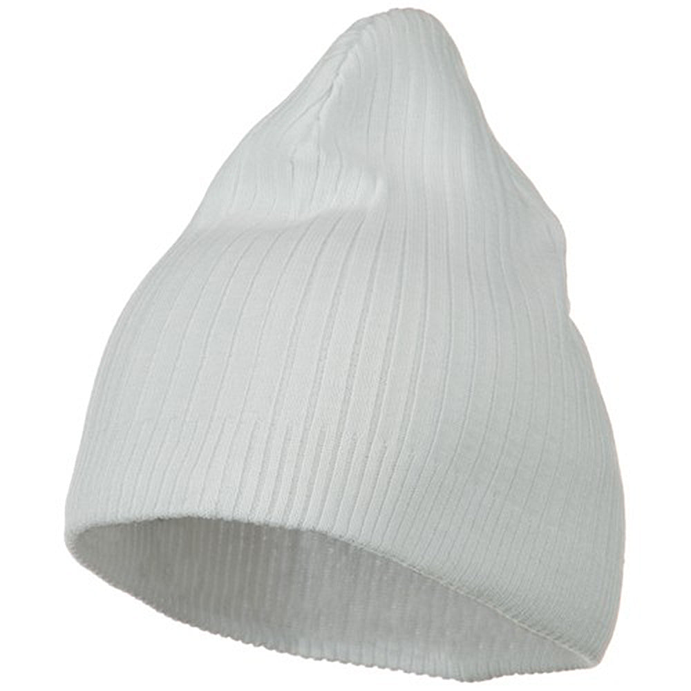 Big Stripe Ribbed Cotton Beanie - White XL-3XL