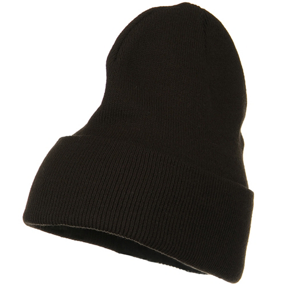 Big Stretch Plain Cuff Long Beanie - Brown XL-3XL