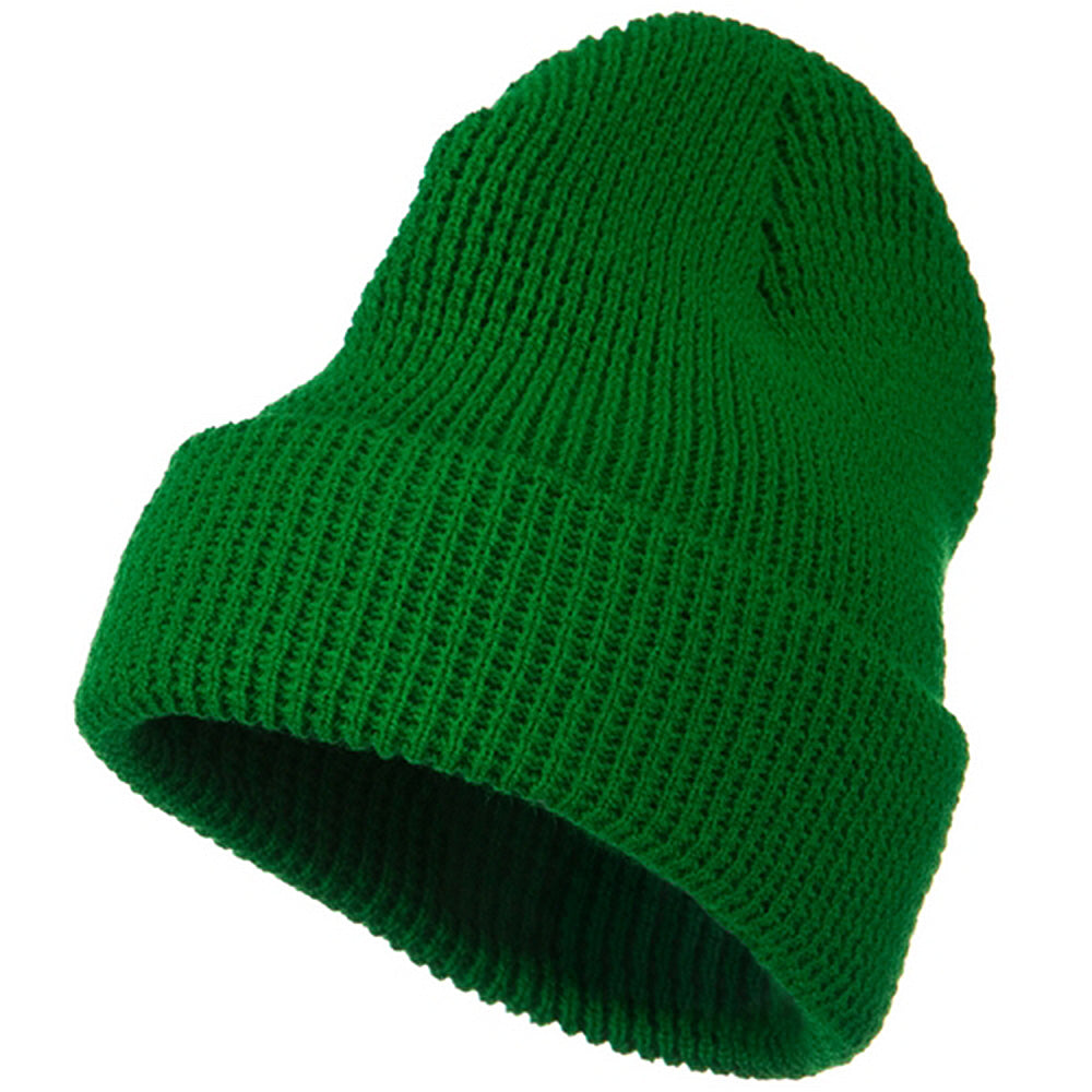 Big Stretch Waffle Stitch Cuff Beanie - Kelly XL-3XL