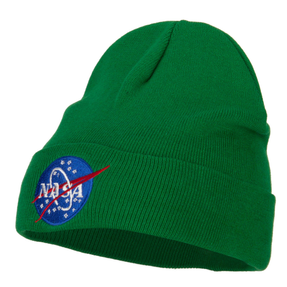 NASA Insignia Embroidered Big Size Long Beanie - Kelly XL-3XL