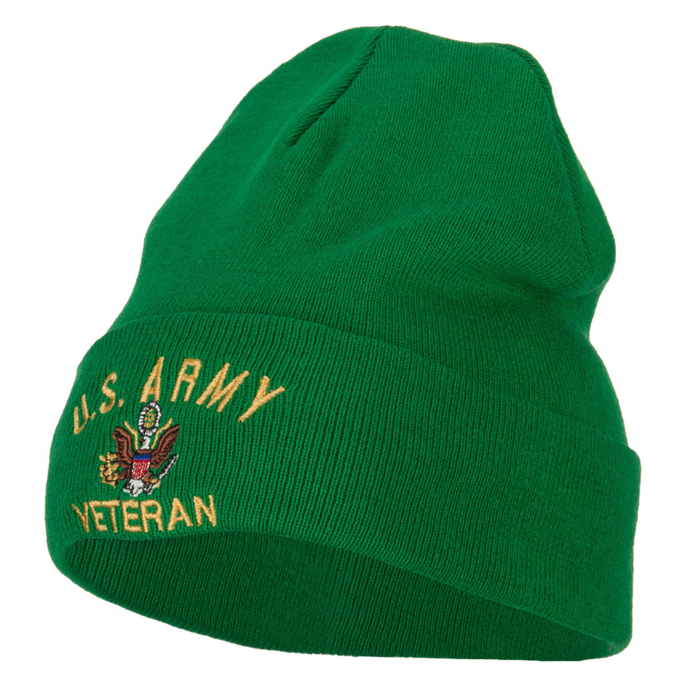 US Army Veteran Embroidered Big Size Long Beanie - Kelly XL-3XL
