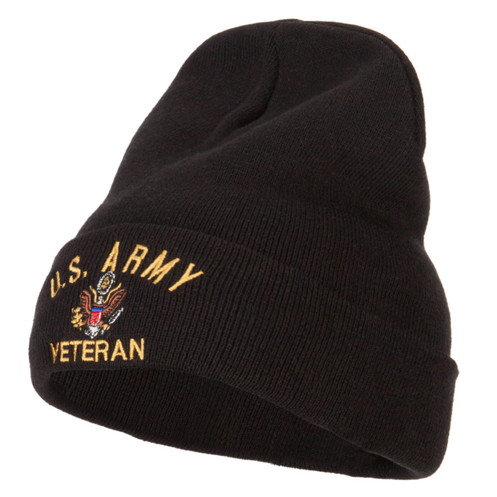 US Army Veteran Embroidered Big Size Long Beanie - Black XL-3XL