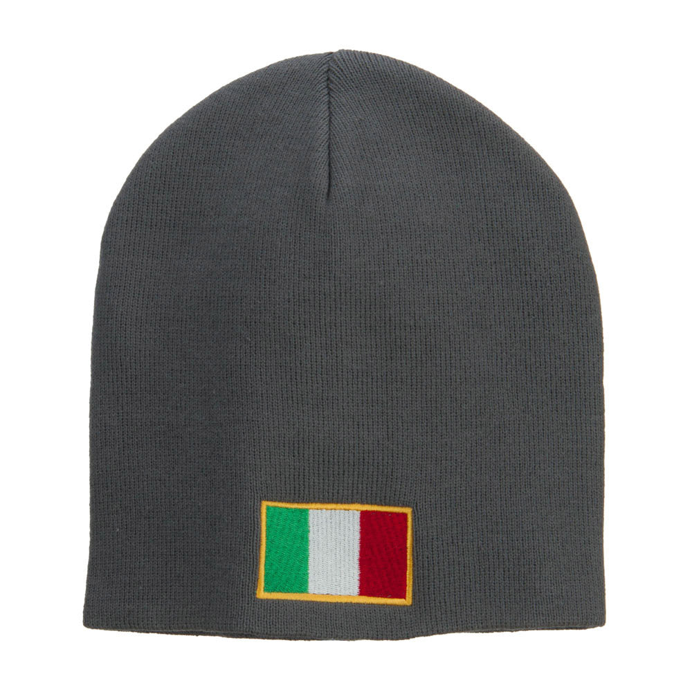 Europe Italy Flag Embroidered Big Short Beanie - Grey XL-3XL