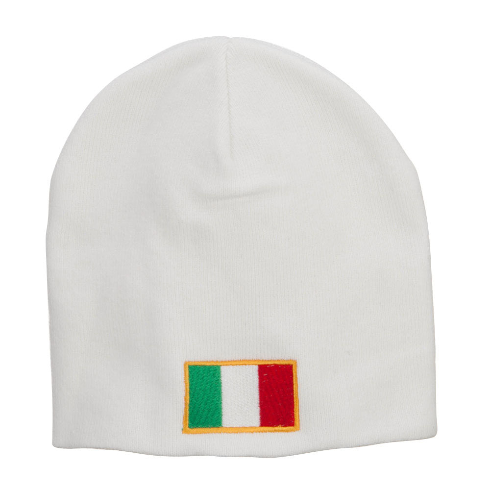 Europe Italy Flag Embroidered Big Short Beanie - White XL-3XL