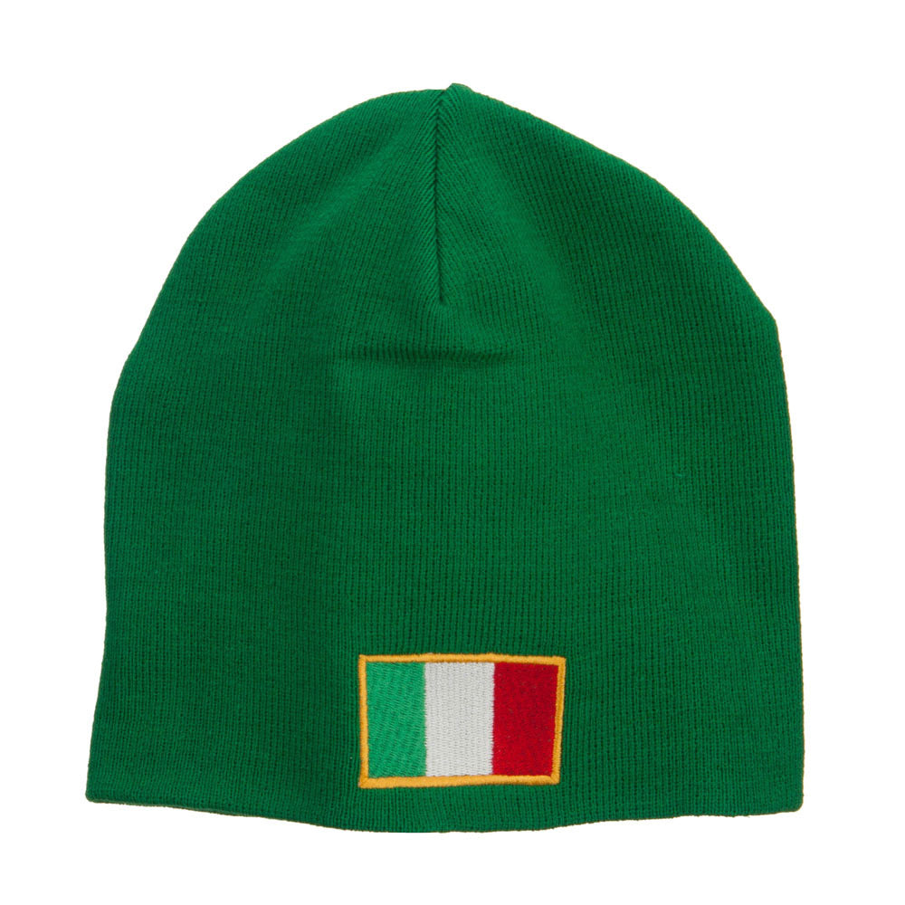 Europe Italy Flag Embroidered Big Short Beanie - Kelly XL-3XL