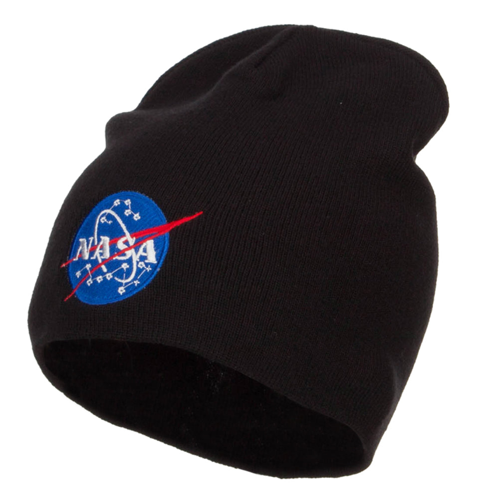 NASA Insignia Embroidered Big Cotton Beanie - Black XL-3XL