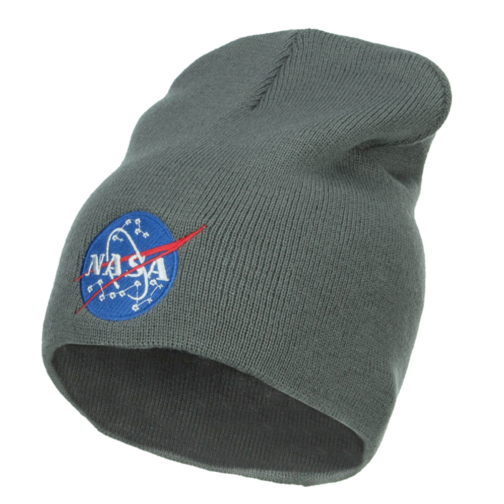 NASA Insignia Embroidered Big Cotton Beanie - Grey XL-3XL