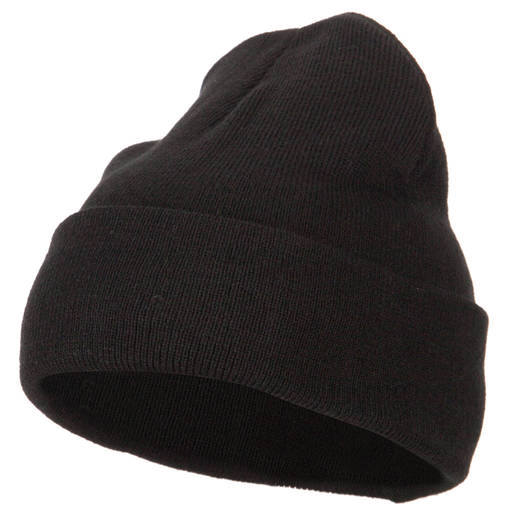 Big Size 12 Inch New Solid Color Long Cuff Beanie - Black XL-3XL