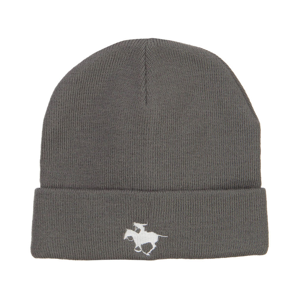 Polo Player Sports Embroidered Big Beanie - Grey XL-3XL