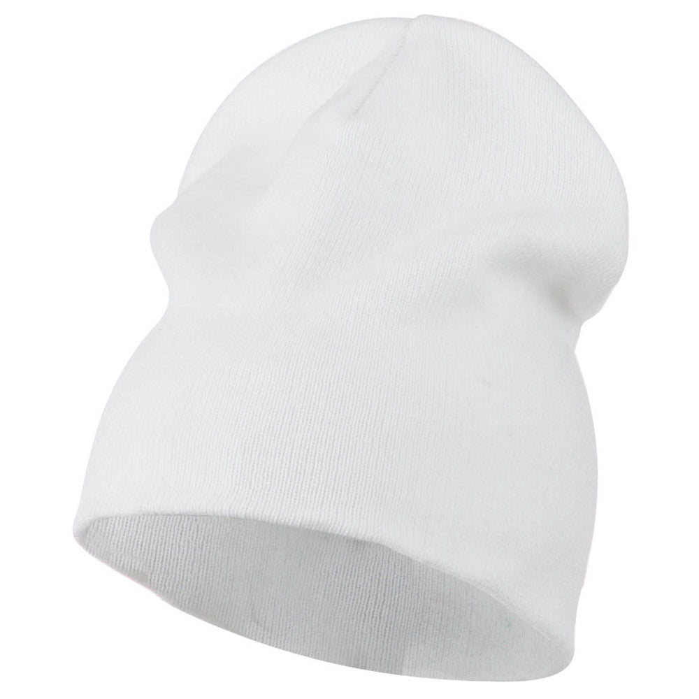 Big Size Superior Cotton Short Knit Beanie - White XL-3XL