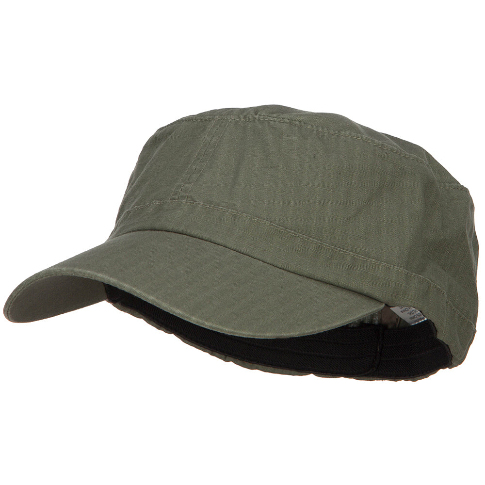 Big Size Fitted Ripstop Cotton Military Army Cap - Olive-3XL