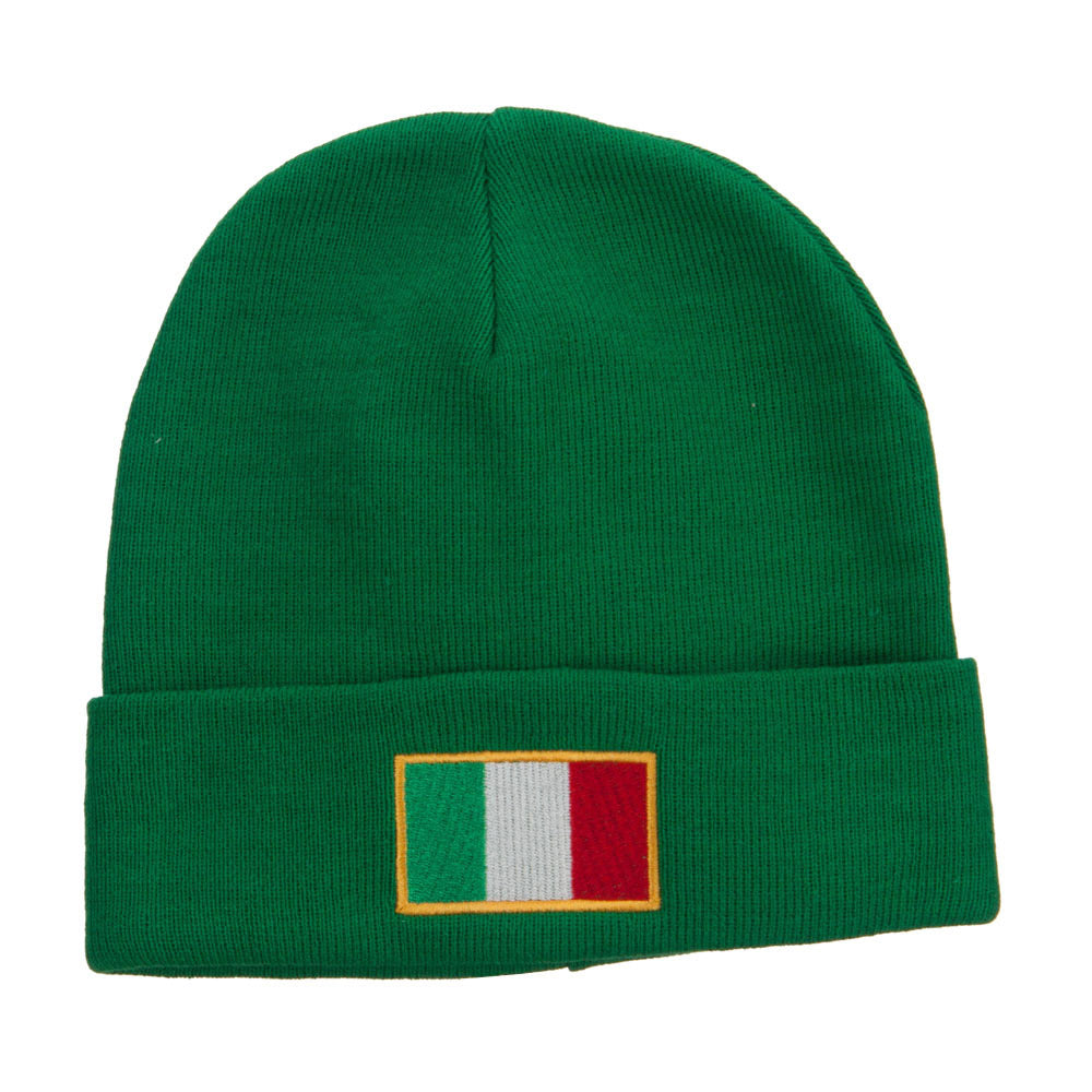 Europe Italy Flag Embroidered Long Beanie - Kelly XL-3XL