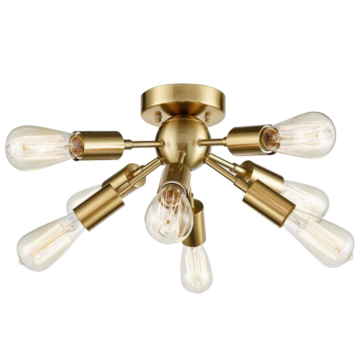 9 Head Vintage Metal Semi Flush Mount Ceiling Light Living Room Dining Room Lighting Gold Finish